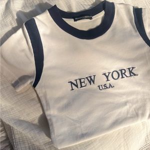 The SOFTEST white and navy Brandy Melville top!